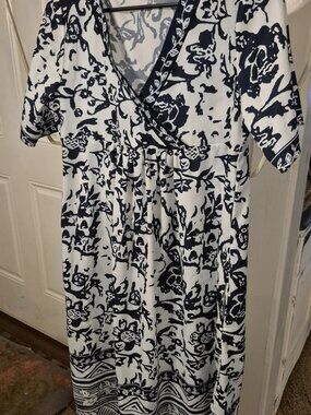 Brilliant Blue And White Print Dress